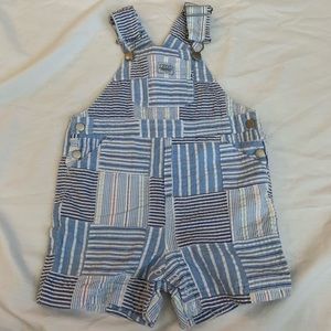 Izod Boys plaid blue overalls
